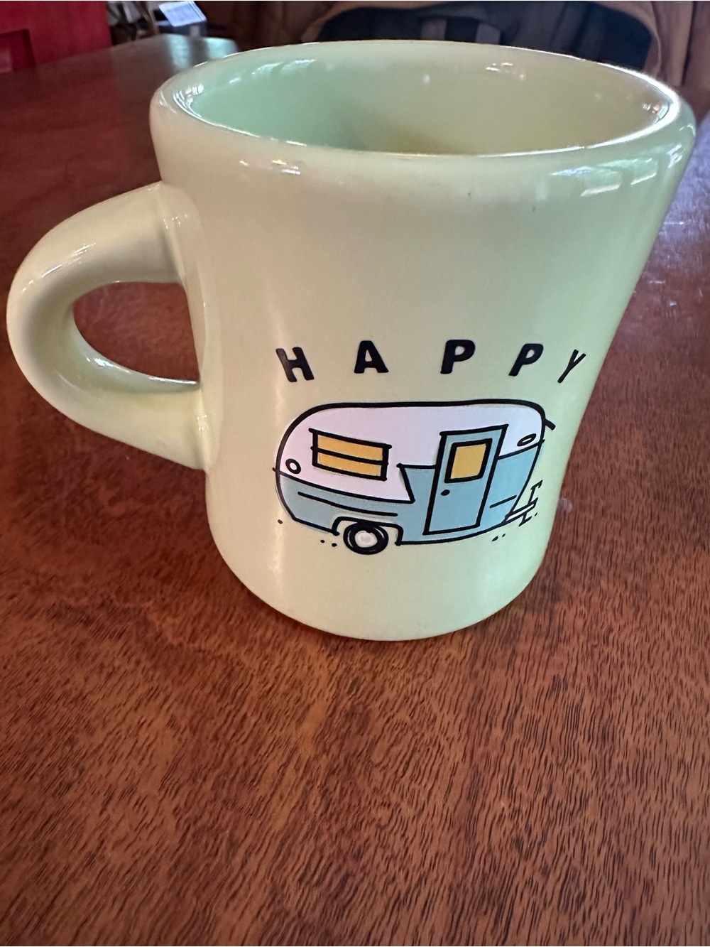 Life Is Good Happy Camper Spring Green Diner Mug 4” Tall Retro Camper Coffee Cup - Picture 7 of 8